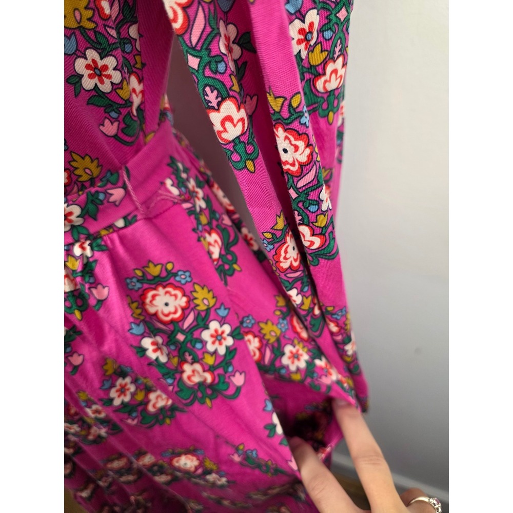 Boden Willow Tiered Jersey Dress Pink Floral Maxi Long Sleeve Modest 8R D1230 - Picture 5 of 10